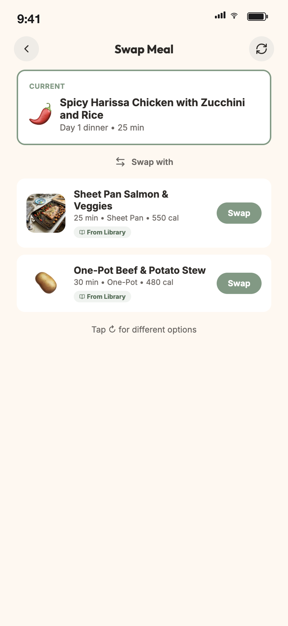 Swap options for a night